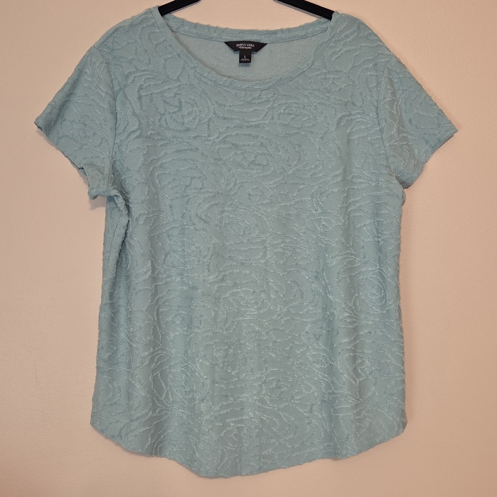 Vera Wang Short Sleeve Textured Shirt Large